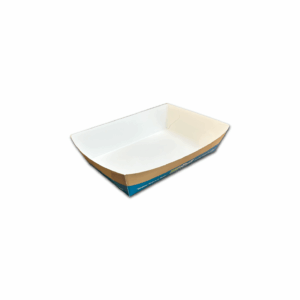 1LB PLA Lined Paper Food Tray - 1000/cs (TRAY-1LB-PLA-WHT-BSTW)