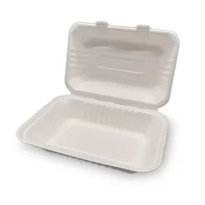 9" x 6" x 3" Fiber Clamshell Container - 250/cs (CS-963-NC)