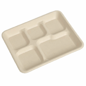 8" x 10" 5-Compartment Molded Fiber Tray - 500/cs (BST-5C-810-01)