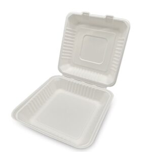 8" x 8" x 3" Fiber Clamshell Container - 200/cs (CS-883-NC)