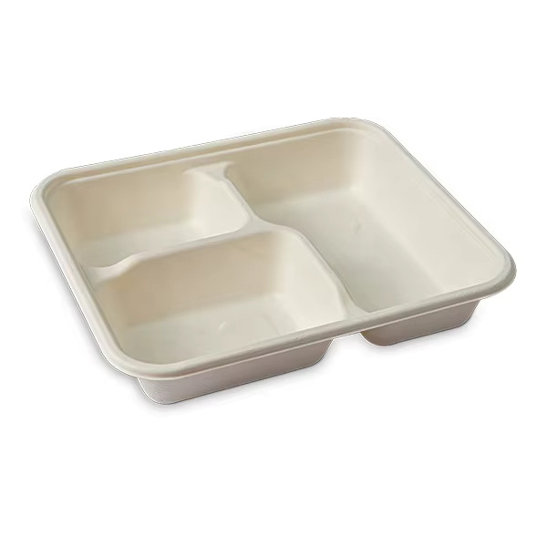 3-Compartment Deep Molded Fiber Tray - 200/cs (BST-3C-98)